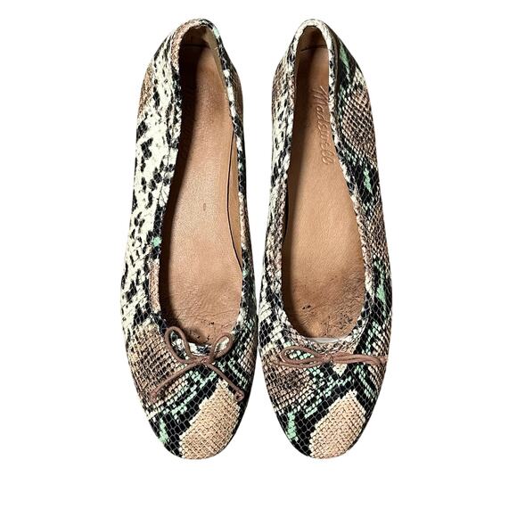 MADEWELL The Adelle Ballet Flat Snakeskin Embossed  loafers womans 9.5 - Picture 1 of 10